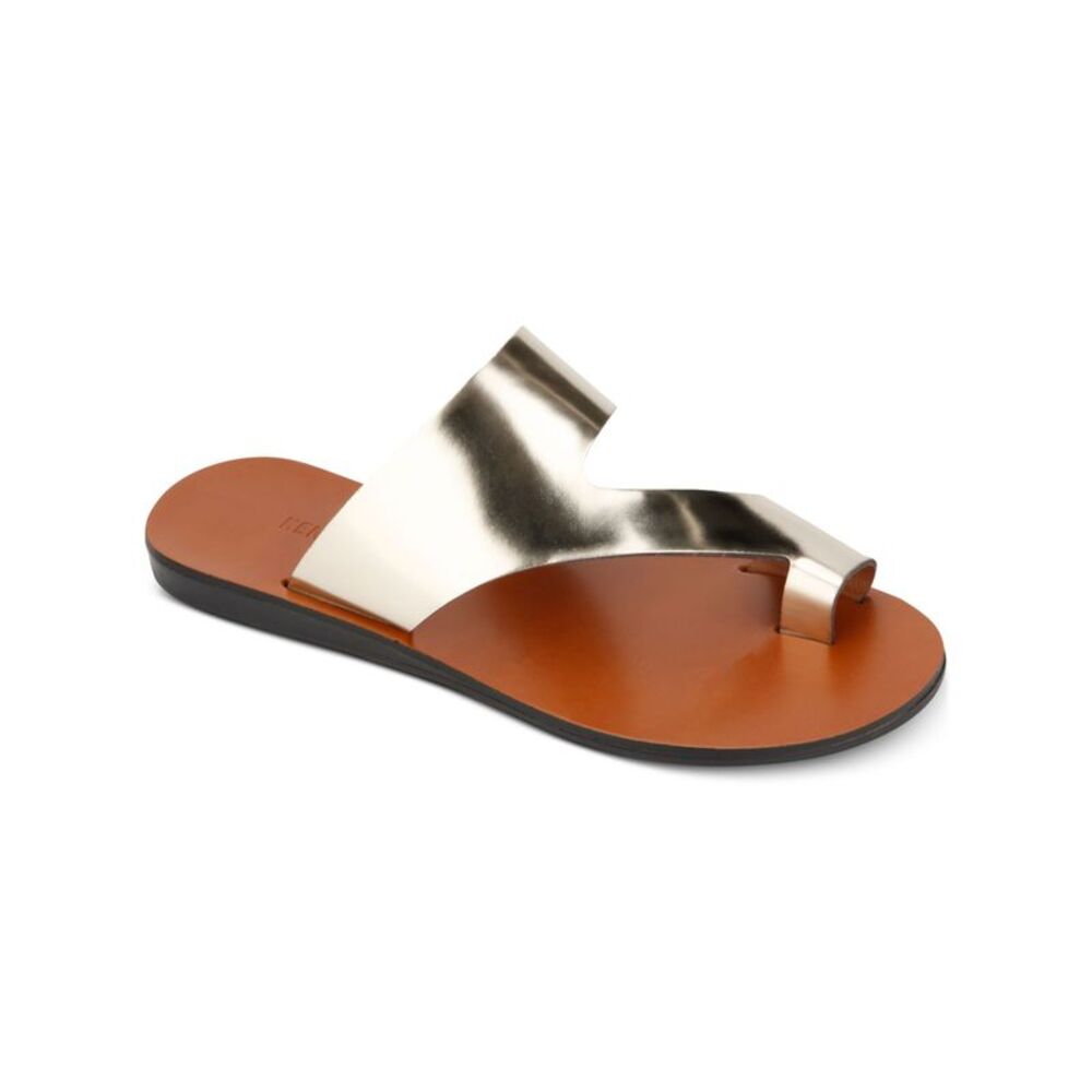 KENNETH COLE NEW YORK Womens Gold Palm Round Toe Wedge Slip On Slide Sandals 6 M